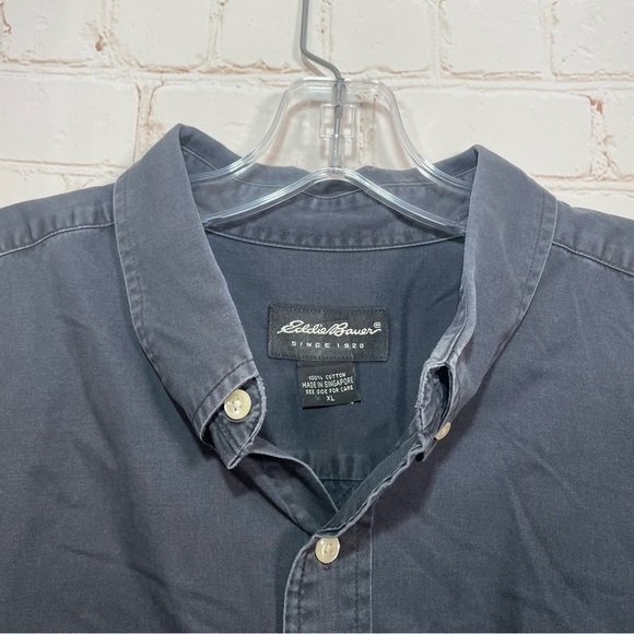 Vintage Eddie Bauer Shirt Mens Gray XL Long Sleeve Button Up Wrinkle Resistant - Picture 3 of 8